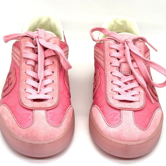 Gucci G74 Embossed GG Logo Sweet Canvas Suede Trainers Sneakers Flat Shoes - Picture 8 of 16